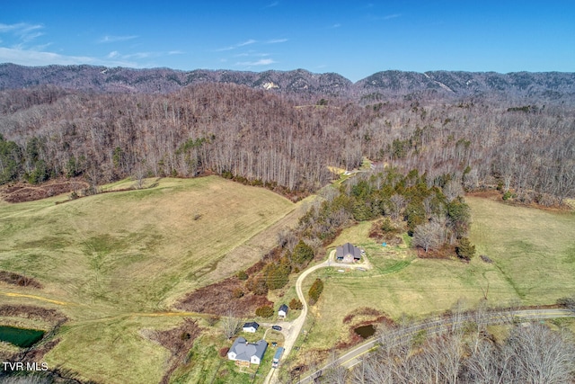 aerial view with a rural view and a mountain view