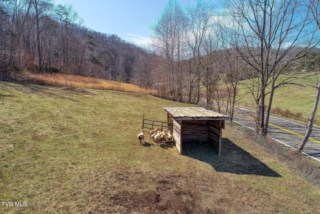 view of yard with an outdoor structure