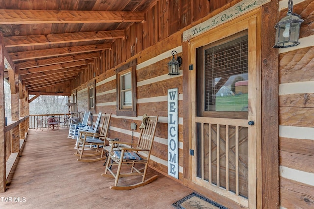 interior space with covered porch