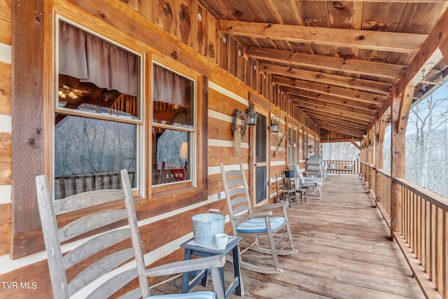 deck with covered porch