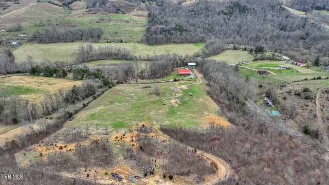 bird's eye view featuring a rural view