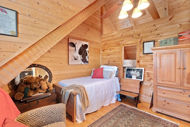 570 Stephen Brooks Rd, Greeneville, TN 37743 - bedroom featuring light wood-style floors, wood walls, and wood ceiling