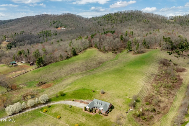 drone / aerial view with a rural view