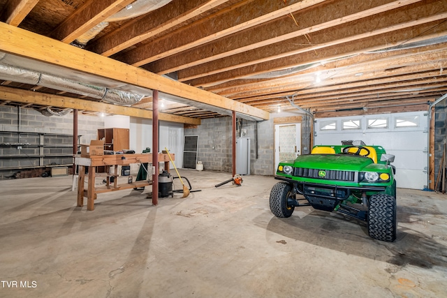 garage with water heater