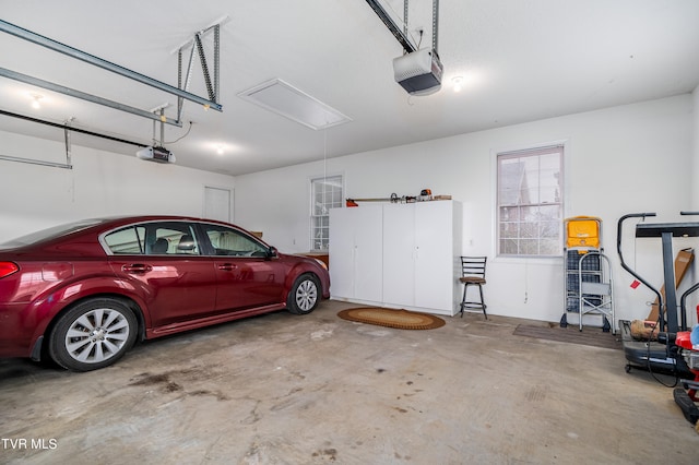 garage with a garage door opener