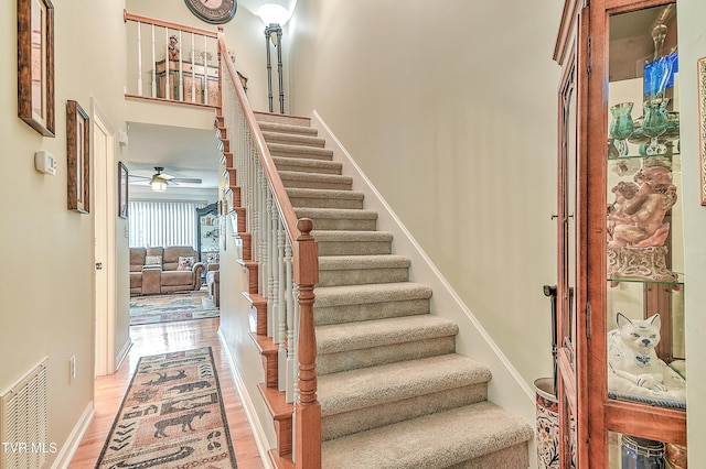 110 Eagle View Private Dr Unit 110, Blountville, TN 37617 - staircase with wood finished floors and ceiling fan