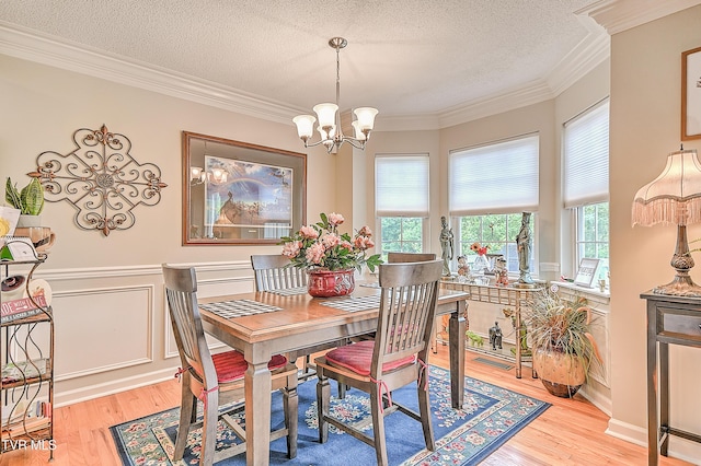 110 Eagle View Private Dr Unit 110, Blountville, TN 37617 - dining area featuring plenty of natural light, wood finished floors, ornamental molding, a chandelier, and a textured ceiling