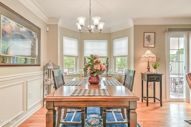 110 Eagle View Private Dr Unit 110, Blountville, TN 37617 - dining area with a chandelier, light wood-type flooring, ornamental molding, and wainscoting
