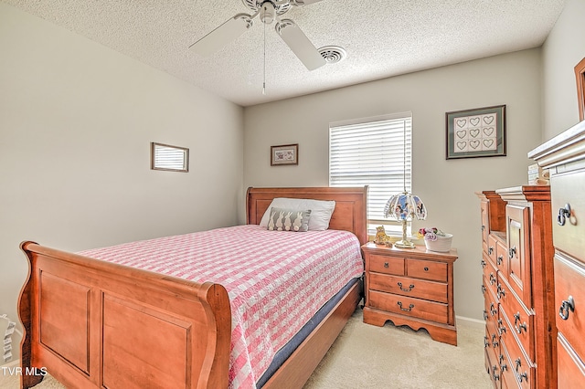 110 Eagle View Private Dr Unit 110, Blountville, TN 37617 - bedroom with light colored carpet, a textured ceiling, and a ceiling fan