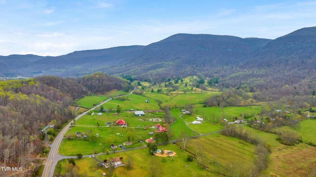 birds eye view of property featuring a mountain view