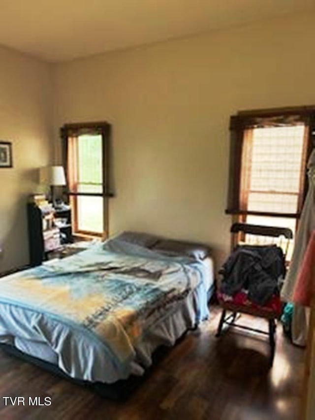 bedroom featuring dark hardwood / wood-style floors