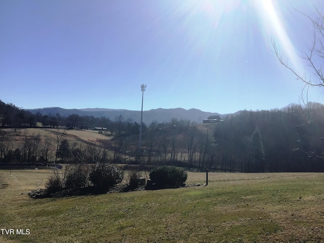 view of mountain feature with a rural view