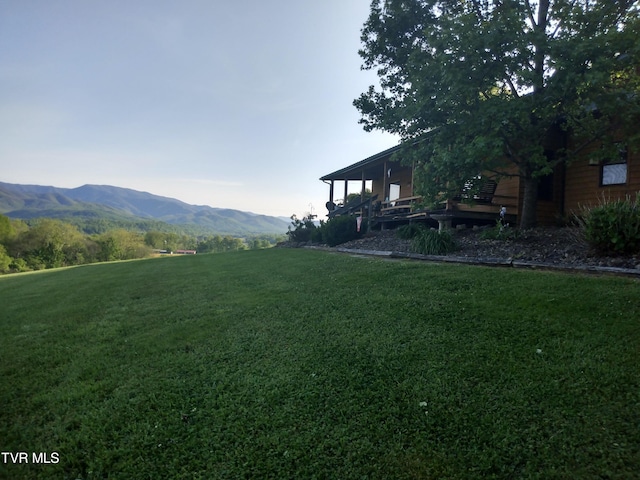 view of yard featuring a mountain view