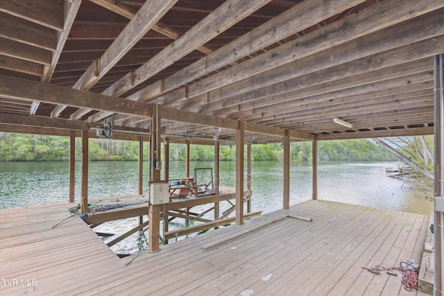 dock area featuring a water view