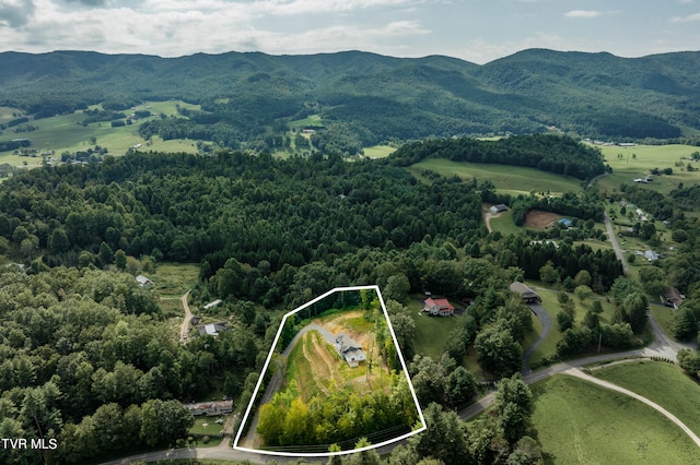 bird's eye view featuring a mountain view