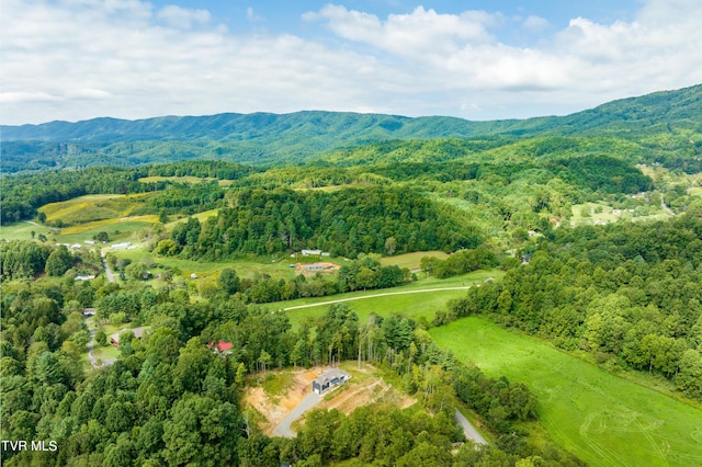 birds eye view of property featuring a mountain view