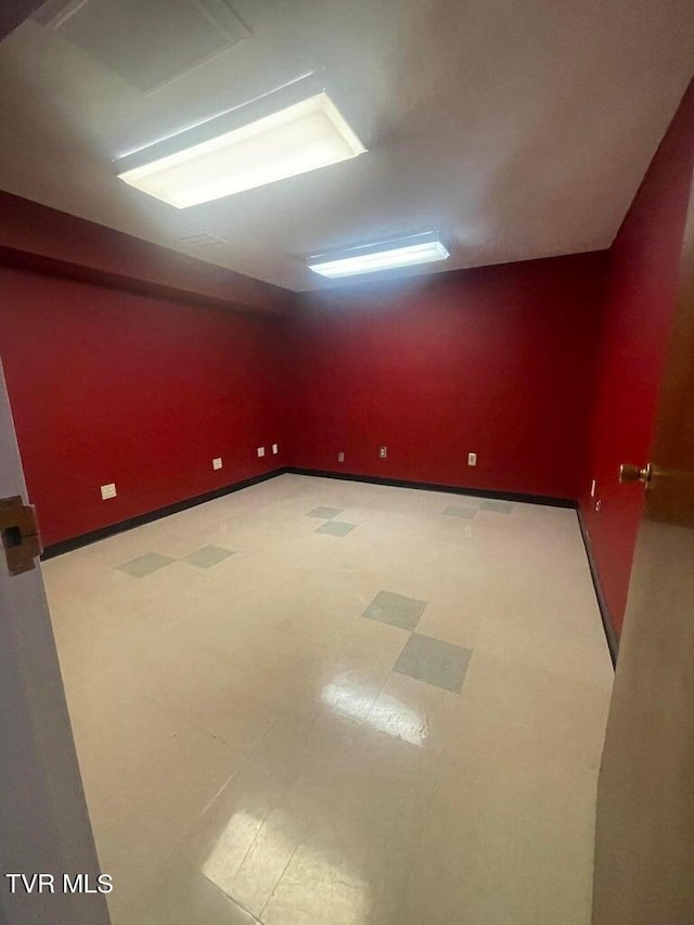 basement with tile floors