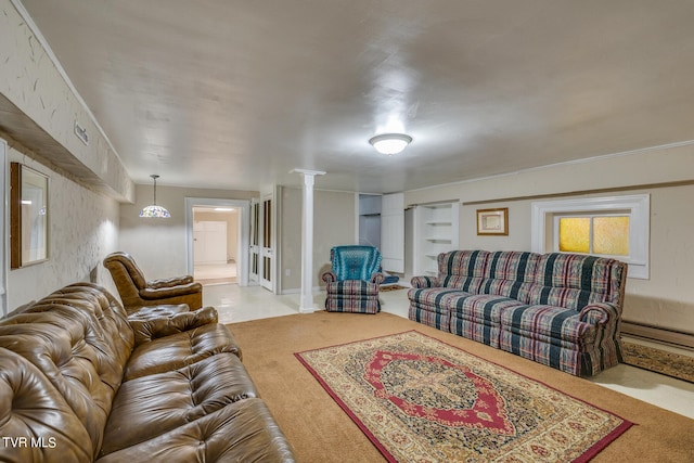 living room featuring carpet