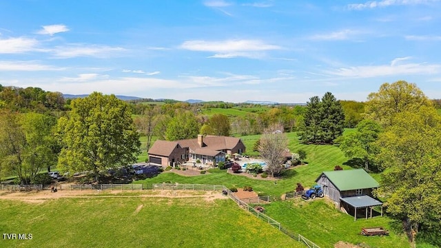 bird's eye view featuring a rural view