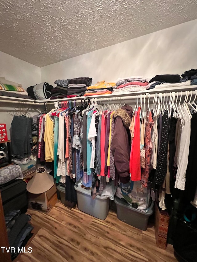 walk in closet featuring hardwood / wood-style floors