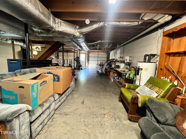 basement with water heater