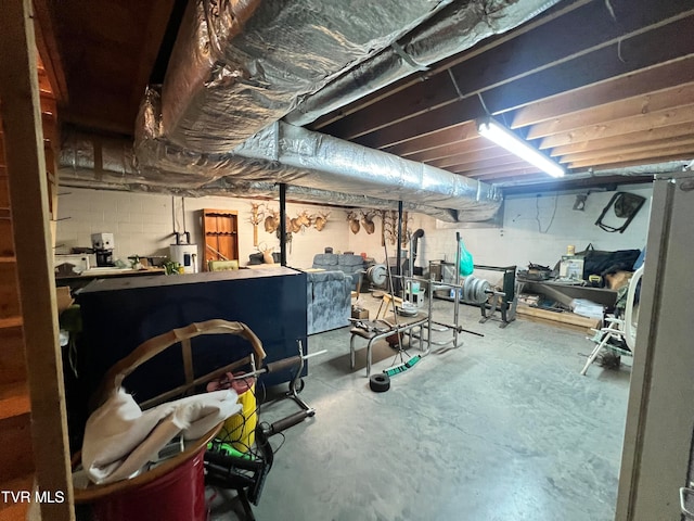 basement with water heater