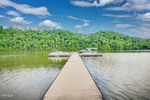 view of dock featuring a water view