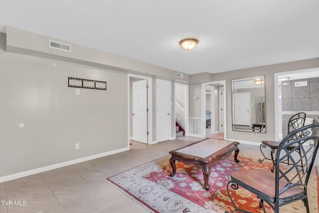 view of tiled living room