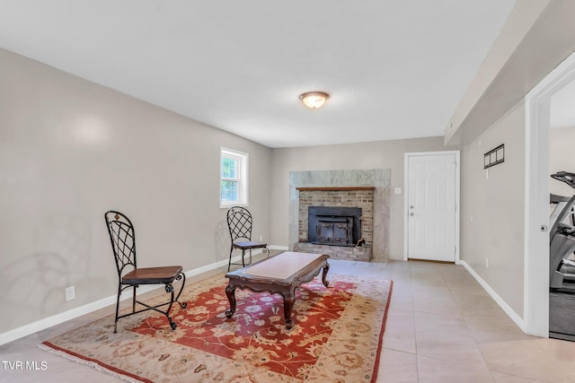 sitting room with light tile floors