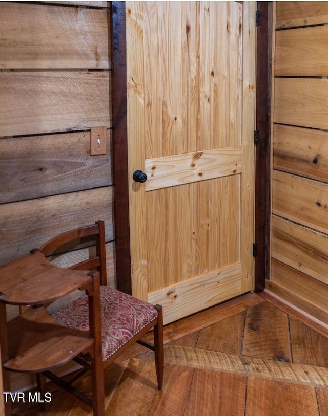 interior space with wood walls