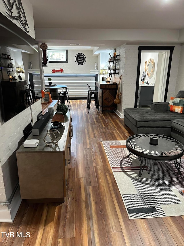 living room featuring wood-type flooring