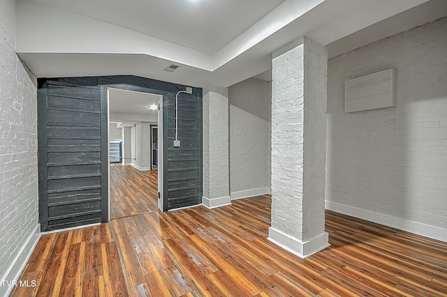 interior space with dark wood-type flooring