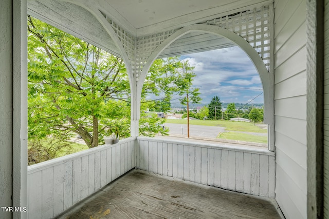 view of unfurnished sunroom