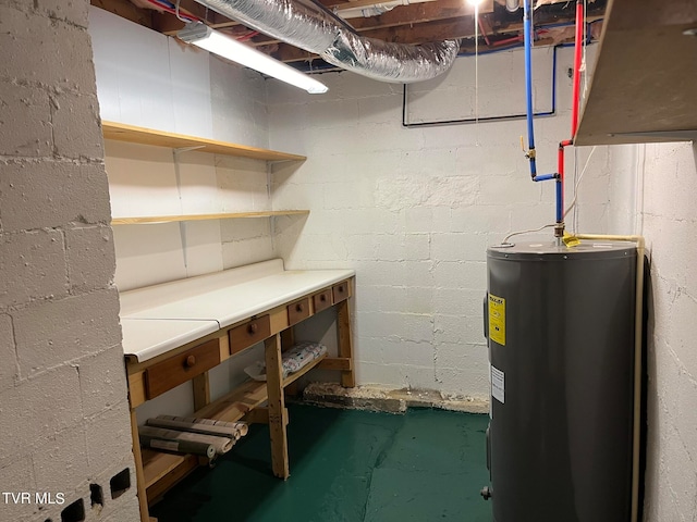 basement with water heater