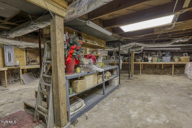 basement featuring a workshop area