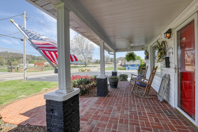 view of terrace with a porch