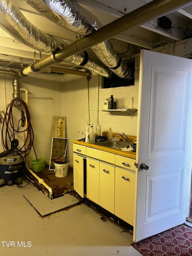 basement featuring sink