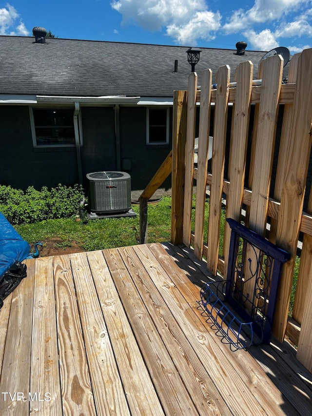 wooden terrace with central AC unit