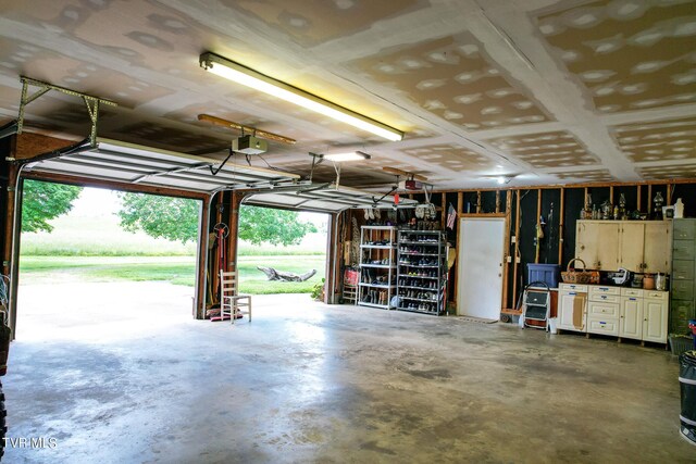 garage with a garage door opener