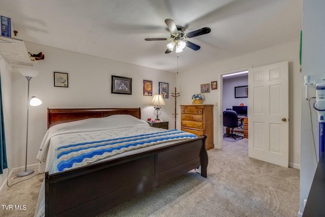 bedroom with carpet flooring and ceiling fan