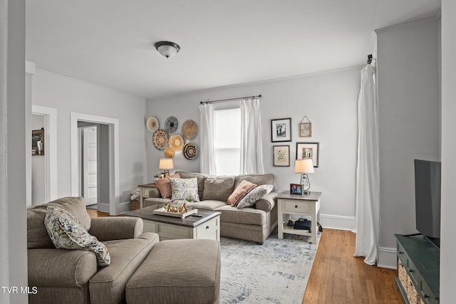 living room with hardwood / wood-style flooring