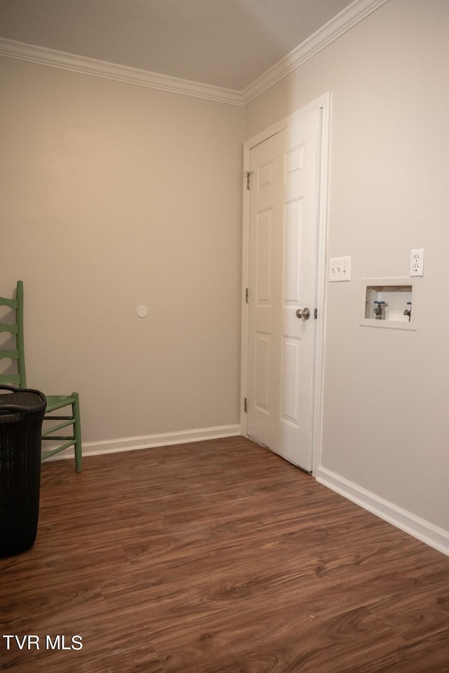 1466 Broad St, Elizabethton, TN 37643 - interior space featuring dark wood-style floors, crown molding, and baseboards
