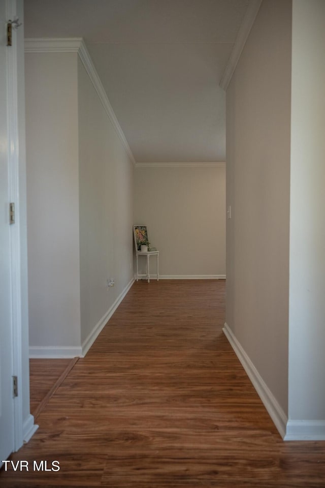 1466 Broad St, Elizabethton, TN 37643 - hall with ornamental molding, baseboards, and wood finished floors