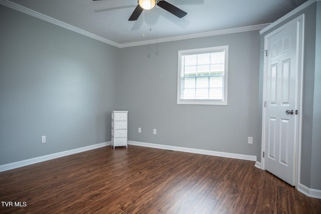 1466 Broad St, Elizabethton, TN 37643 - unfurnished room featuring dark wood-style floors, baseboards, and ornamental molding