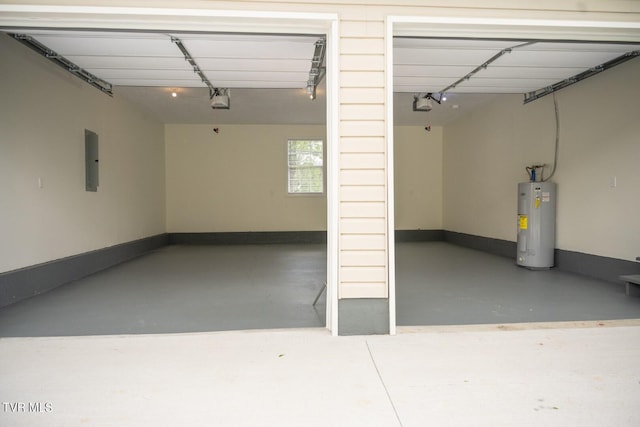 1466 Broad St, Elizabethton, TN 37643 - garage with electric panel, electric water heater, a garage door opener, and baseboards
