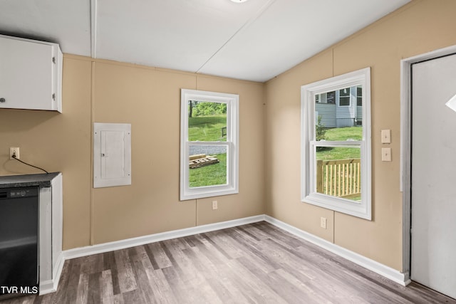 unfurnished dining area with hardwood / wood-style flooring