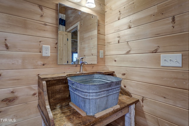 room details featuring wooden walls