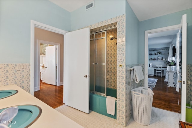 bathroom featuring tile floors