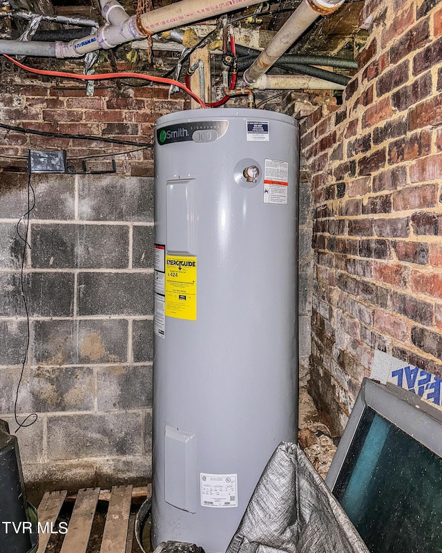 utility room with water heater