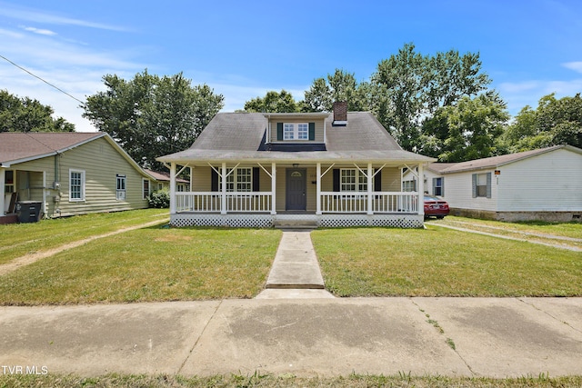 view of front of home with a front lawn and a porch